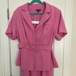 Jessica London Plus Size Pink Suit with Skirt and Belt